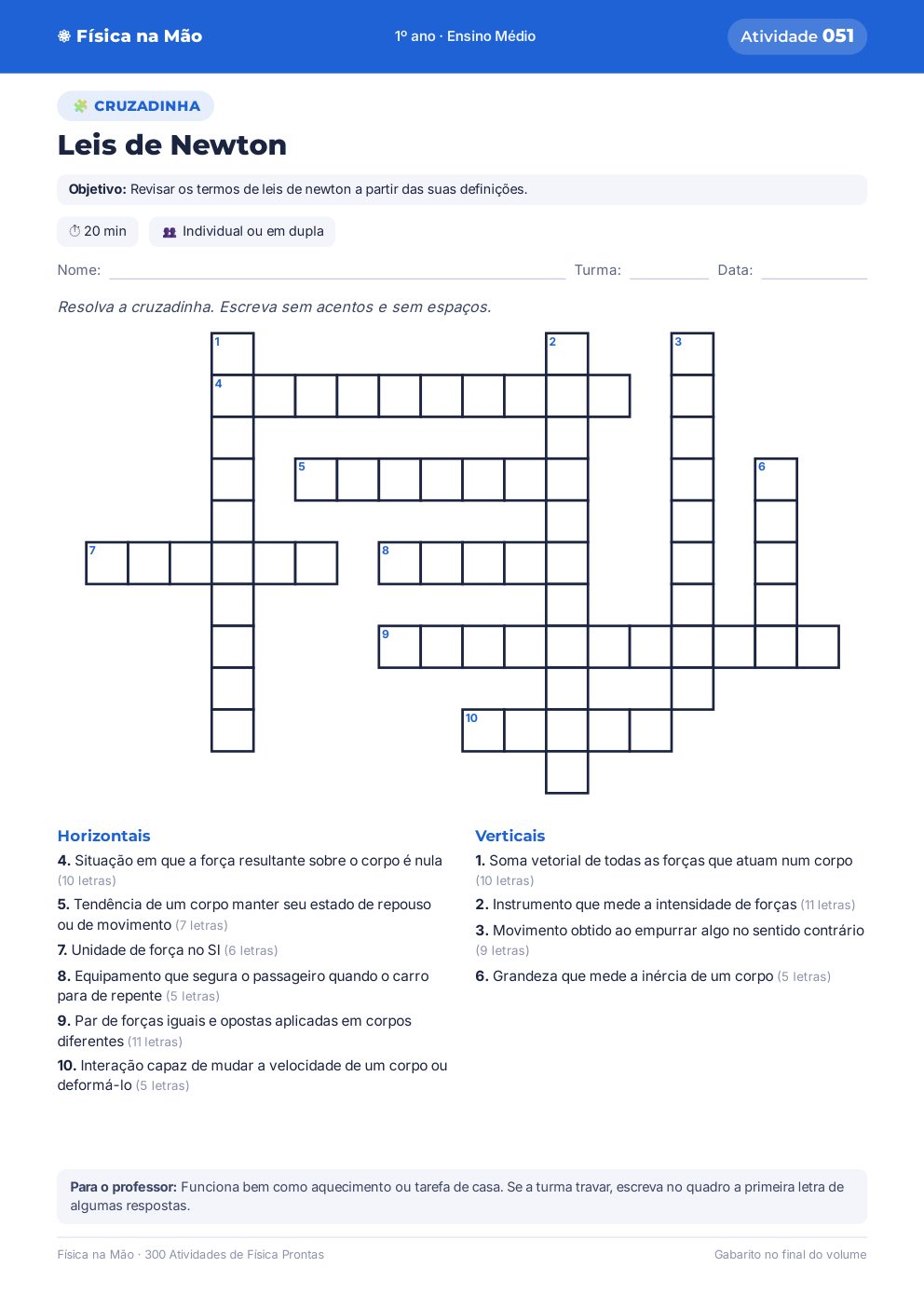 Cruzadinha: Leis de Newton